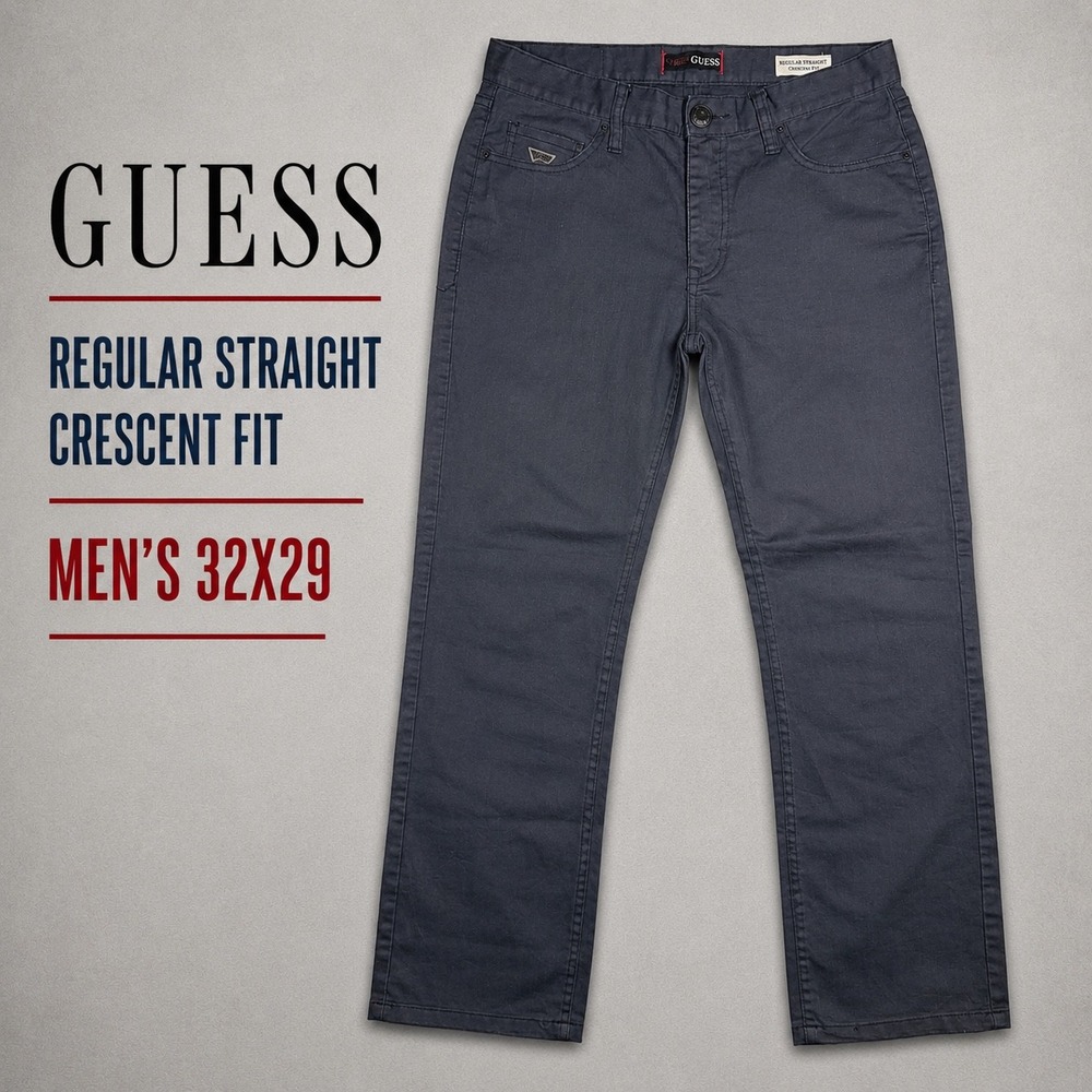 Guess Regular Straight‎ Crescent Fit Navy Blue Pants Mens 32x29 Casual Chinos